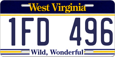 WV license plate 1FD496