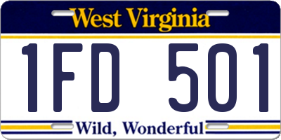 WV license plate 1FD501