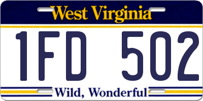 WV license plate 1FD502