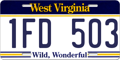 WV license plate 1FD503