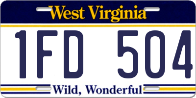 WV license plate 1FD504