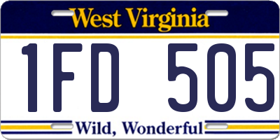 WV license plate 1FD505