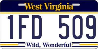 WV license plate 1FD509