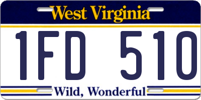 WV license plate 1FD510