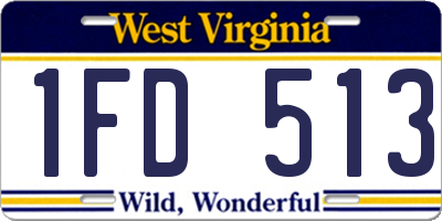 WV license plate 1FD513