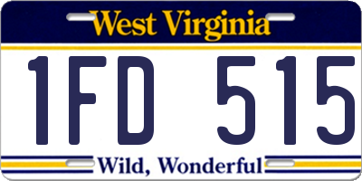 WV license plate 1FD515