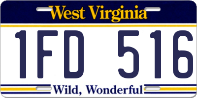 WV license plate 1FD516