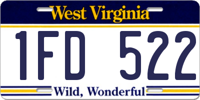 WV license plate 1FD522