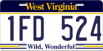 WV license plate 1FD524