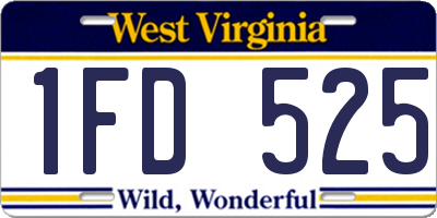 WV license plate 1FD525