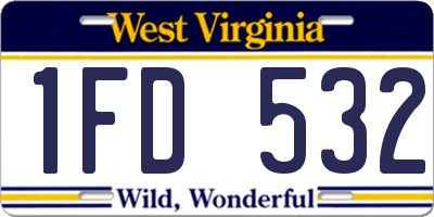 WV license plate 1FD532