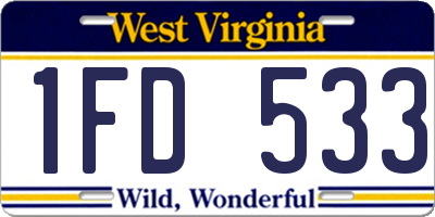 WV license plate 1FD533