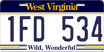 WV license plate 1FD534