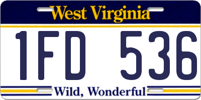 WV license plate 1FD536