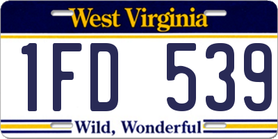 WV license plate 1FD539