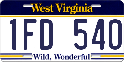 WV license plate 1FD540