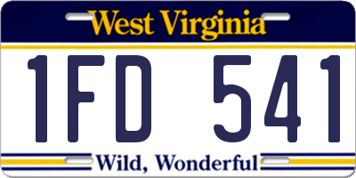WV license plate 1FD541