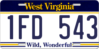 WV license plate 1FD543