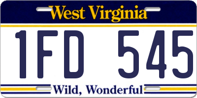 WV license plate 1FD545