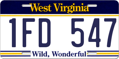 WV license plate 1FD547