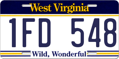 WV license plate 1FD548