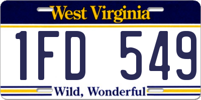 WV license plate 1FD549
