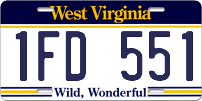 WV license plate 1FD551