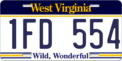 WV license plate 1FD554