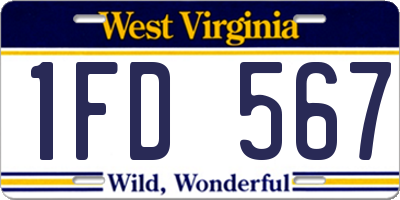 WV license plate 1FD567