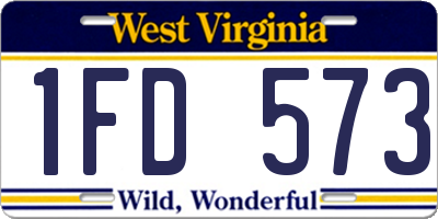 WV license plate 1FD573