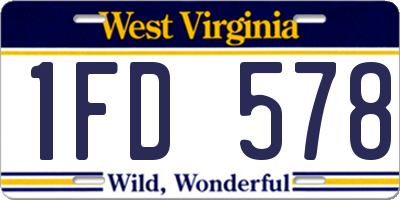 WV license plate 1FD578