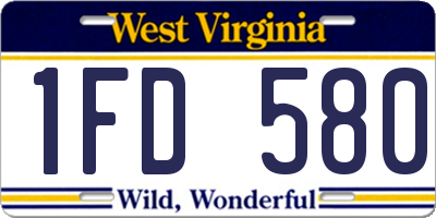 WV license plate 1FD580