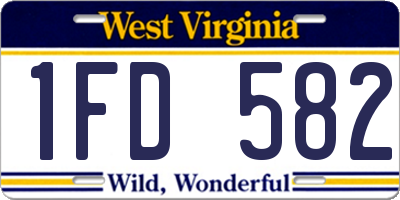 WV license plate 1FD582