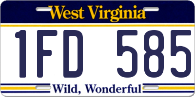 WV license plate 1FD585