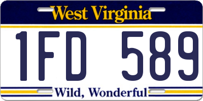 WV license plate 1FD589