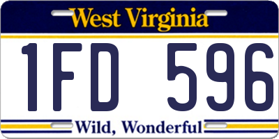 WV license plate 1FD596