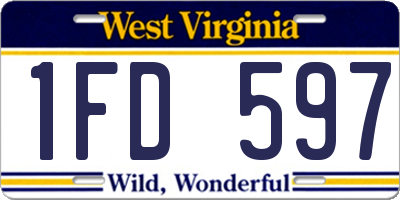 WV license plate 1FD597