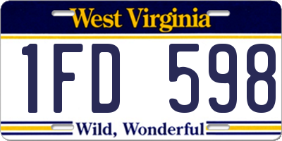 WV license plate 1FD598