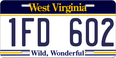 WV license plate 1FD602