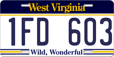 WV license plate 1FD603