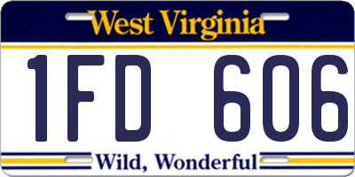 WV license plate 1FD606