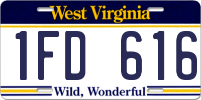 WV license plate 1FD616
