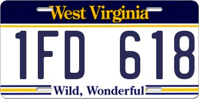 WV license plate 1FD618