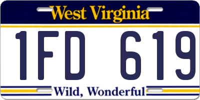 WV license plate 1FD619