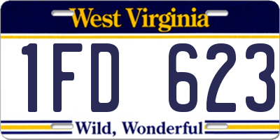 WV license plate 1FD623