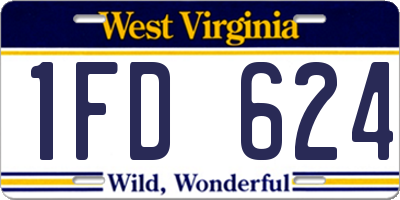 WV license plate 1FD624