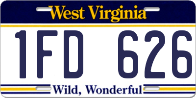 WV license plate 1FD626