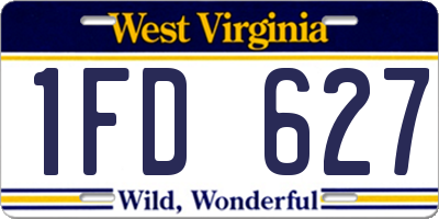 WV license plate 1FD627