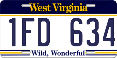 WV license plate 1FD634