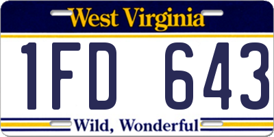 WV license plate 1FD643